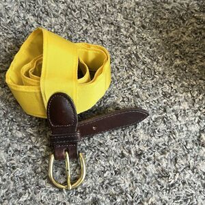 Barrons Hunter Mens Belt Yellow Brown Leather 39-42” Gold Buckle